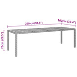 NNEVL Garden Table 250x100x75 cm Acacia Wood and Poly Rattan Black
