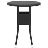 NNEVL Garden Table Ø60x75 cm Tempered Glass and Poly Rattan Black