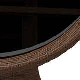 NNEVL Garden Table Ø60x75 cm Tempered Glass and Poly Rattan Brown