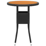 NNEVL Garden Table Ø60x75 cm Acacia Wood and Poly Rattan Black
