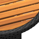 NNEVL Garden Table Ø60x75 cm Acacia Wood and Poly Rattan Black