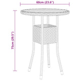NNEVL Garden Table Ø60x75 cm Acacia Wood and Poly Rattan Black