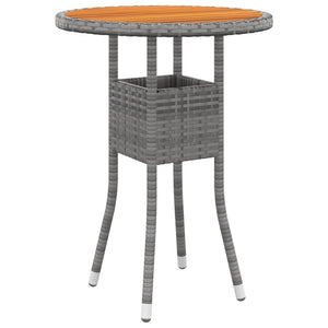 NNEVL Garden Table Ø60x75 cm Acacia Wood and Poly Rattan Grey