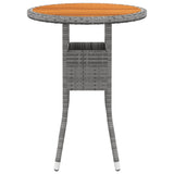 NNEVL Garden Table Ø60x75 cm Acacia Wood and Poly Rattan Grey