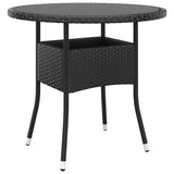 NNEVL Garden Table Ø80x75 cm Tempered Glass and Poly Rattan Black