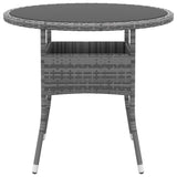 NNEVL Garden Table Ø80x75 cm Tempered Glass and Poly Rattan Grey