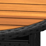NNEVL Garden Table Ø80x75 cm Acacia Wood and Poly Rattan Black