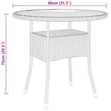 NNEVL Garden Table Ø80x75 cm Acacia Wood and Poly Rattan Black