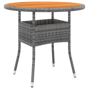 NNEVL Garden Table Ø80x75 cm Acacia Wood and Poly Rattan Grey