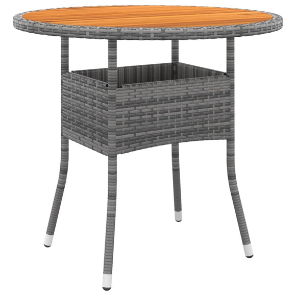 NNEVL Garden Table Ø80x75 cm Acacia Wood and Poly Rattan Grey