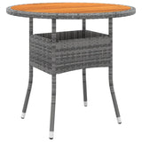 NNEVL Garden Table Ø80x75 cm Acacia Wood and Poly Rattan Grey