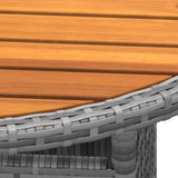 NNEVL Garden Table Ø80x75 cm Acacia Wood and Poly Rattan Grey