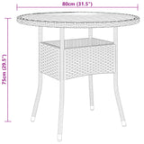 NNEVL Garden Table Ø80x75 cm Acacia Wood and Poly Rattan Grey