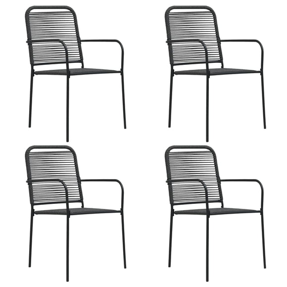 NNEVL Garden Chairs 4 pcs Cotton Rope and Steel Black