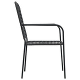 NNEVL Garden Chairs 4 pcs Cotton Rope and Steel Black