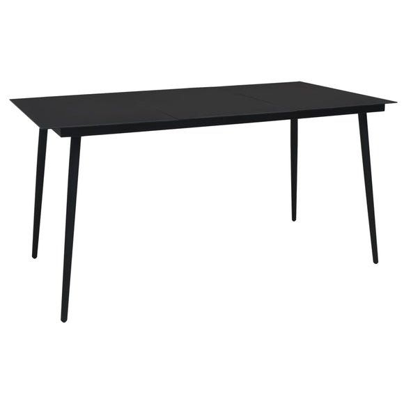 NNEVL Garden Dining Table Black 150x80x74 cm Steel and Glass