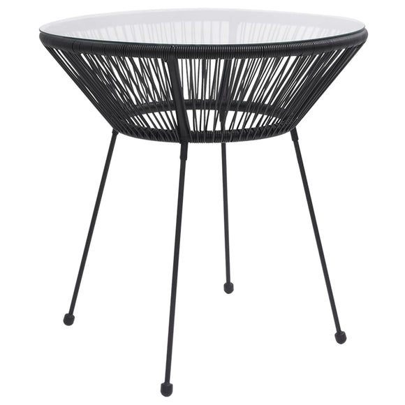 NNEVL Garden Dining Table Black Ø70x74 cm Rattan and Glass