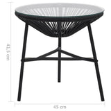 NNEVL 3 Piece Outdoor Dining Set PVC Rattan Black
