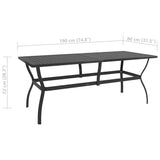 NNEVL Garden Table Anthracite 190x80x72 cm Steel