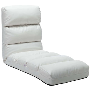 NNEVL Folding Floor Chair White Faux Leather