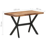 NNEVL Dining Table 120x60x75 cm Solid Wood with Sheesham Finish