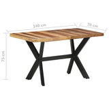 NNEVL Dining Table 140x70x75 cm Solid Wood with Sheesham Finish