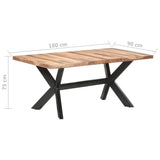 NNEVL Dining Table 180x90x75 cm Solid Wood with Sheesham Finish