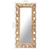 NNEVL Hand Carved Mirror Brown 110x50 cm Solid Mango Wood