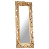 NNEVL Hand Carved Mirror Brown 110x50 cm Solid Mango Wood