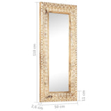 NNEVL Hand-Carved Mirror 110x50x2.6 cm Solid Mango Wood