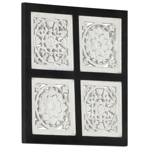 NNEVL Hand-Carved Wall Panel MDF 40x40x1.5 cm Black and White