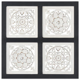 NNEVL Hand-Carved Wall Panel MDF 40x40x1.5 cm Black and White