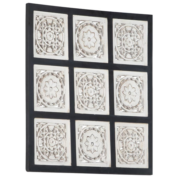 NNEVL Hand-Carved Wall Panel MDF 60x60x1.5 cm Black and White