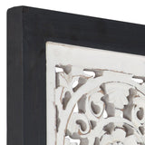 NNEVL Hand-Carved Wall Panel MDF 60x60x1.5 cm Black and White