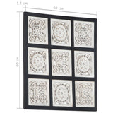 NNEVL Hand-Carved Wall Panel MDF 60x60x1.5 cm Black and White