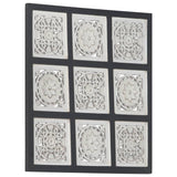 NNEVL Hand-Carved Wall Panel MDF 60x60x1.5 cm Black and White