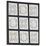NNEVL Hand-Carved Wall Panel MDF 60x60x1.5 cm Black and White