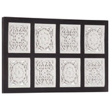 NNEVL Hand-Carved Wall Panel MDF 40x80x1.5 cm Black and White