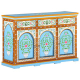 NNEVL Hand Painted Sideboard 120x35x76 cm Solid Mango Wood