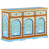 NNEVL Hand Painted Sideboard 120x35x76 cm Solid Mango Wood