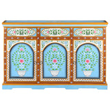 NNEVL Hand Painted Sideboard 120x35x76 cm Solid Mango Wood