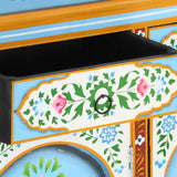 NNEVL Hand Painted Sideboard 120x35x76 cm Solid Mango Wood