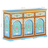 NNEVL Hand Painted Sideboard 120x35x76 cm Solid Mango Wood