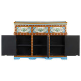 NNEVL Hand-Painted Sideboard Multicolour 110x30x76cm Solid Mango Wood