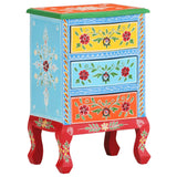 NNEVL Hand Painted Bedside Cabinet 40x30x60 cm Solid Mango Wood