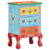 NNEVL Hand Painted Bedside Cabinet 40x30x60 cm Solid Mango Wood