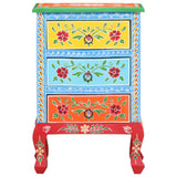 NNEVL Hand Painted Bedside Cabinet 40x30x60 cm Solid Mango Wood