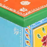 NNEVL Hand Painted Bedside Cabinet 40x30x60 cm Solid Mango Wood