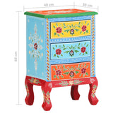 NNEVL Hand Painted Bedside Cabinet 40x30x60 cm Solid Mango Wood
