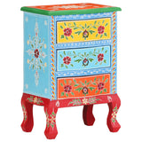 NNEVL Hand Painted Bedside Cabinet 40x30x60 cm Solid Mango Wood
